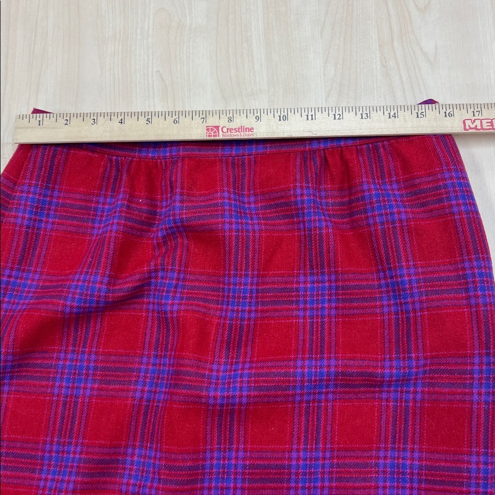 Vintage Pendleton Wool Red Purple Plaid Pencil Skirt Lined and Pockets 14 - Picture 9 of 9